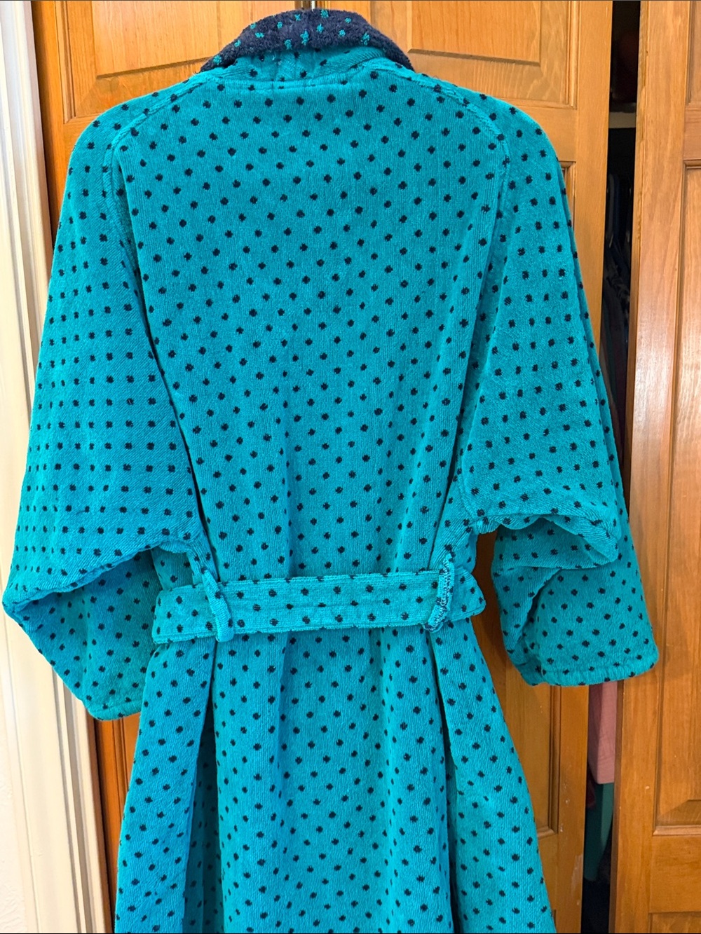 🔵🔵🔵BOGOHO🔵🔵🔵VTG John Weitz Polka-Dot Robe-Medium - Picture 9 of 13